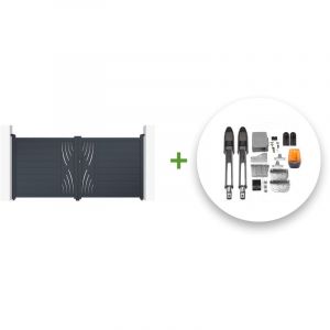 Portail battant électrique veleta 300x140cm gris + Motorisation tanker B700