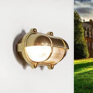 Licht-erlebnisse - Lampe murale d'extérieur Skiathos ovale au design maritime en laiton cuivré E27 - Laiton