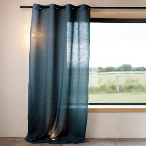 Home maison HomeMaison Rideau Ameublement - Rideau Uni - Rideau 100% Polyester - Rideau d'Ameublement Lin-Rideau d'Ameublement Bleu- Rideau 140 X 260 cm