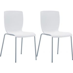 Image de CLP Lot de 2 chaises de jardin empilables Mio en plastique avec pieds en aluminium blanc