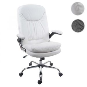 Chaise de bureau HWC F81 fauteuil directorial pivotant, ressorts en spirale, similicuir ~ blanc