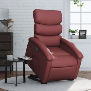 VidaXL Fauteuil Inclinable Électrique, Chaise de Relaxation avec Dossier et Repose-pied Réglables, Siège de Salon, Moderne, Rouge Bordeaux Similicuir