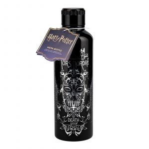 Paladone Harry Potter Death Eater Bouteille d'eau en métal sous licence officielle 500 ml Bouteille isotherme réutilisable Motif arts sombres avec masque Bellatrix Lestrange pour l'école, le sport, le