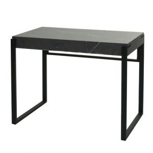 Bureau MENDLER HWC-L53, table d'ordinateur de bureau, métal 100x54cm aspect marbre gris