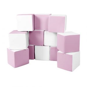 Lot cubes XXL mousse 12 pcs blanc, rose