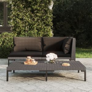 VidaXL Canapé de jardin avec coussins Résine tressée demi-ronde - Gris