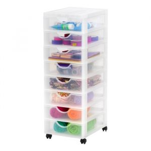 Iris Ohyama Tour de rangement Organisateur plastique 8 tiroirs 7 L - DDDC-380 - Blanc - L37.5 x P29 x H81 cm