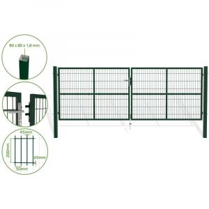 Casanoov - Portail battant grillag&eacute; vert razo 4m H.140cm
