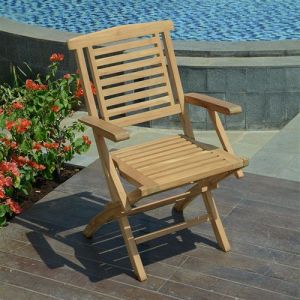 Image de Teck'Attitude Fauteuils de jardin pliants en teck Barbade (lot de 2)