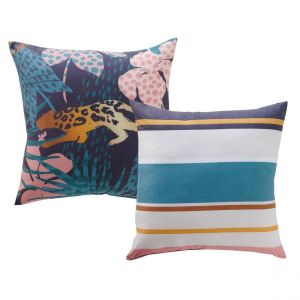 Coussin carré double face LEOPARDO Multicolore
