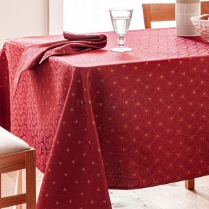 Nappe de table jacquard MANDARA - bordeaux