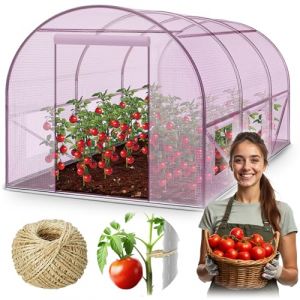 Plonos Serre Tunnel avec Cadre en Acier - avec Support pour Plantes - 2 x 3 x 2 m - 6 m&sup2; - Rose