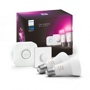 Philips lighting Philips Hue White And Color Ambiance E27 Kit De Démarrage 2 Ampoules + 1 Bouton Intelligent