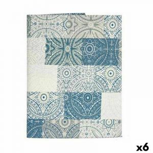 Kinvara Nappe en Toile Anti-Taches carrelée 140 x 180 cm Bleu (6 unités)