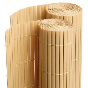 Visiodirect Lot de 2 Canisses Brise vue en PVC tube Plat,Clôture protection pour jardin terasse balcon coloris naturel Bambou - Hauteur 80 x Longueur 300 cm 1700g/m2