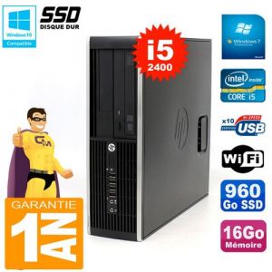 HP PC Compaq 8300 SFF Core I5-2400 RAM 16Go Disque 960Go SSD Graveur DVD Wifi W7