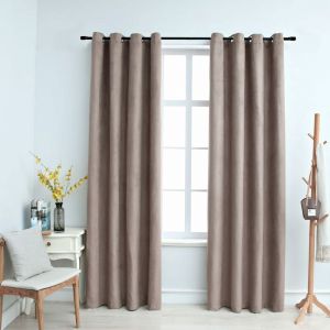 Image de VidaXL Rideaux occultants avec anneaux en métal 2 pcs Taupe 140x245 cm