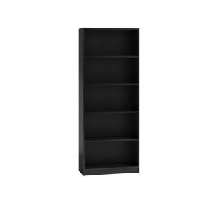 FLORENCE Bibliot que contemporaine 5 nic s 30x60x182cm Rangement livres Bureau Chambre Noir