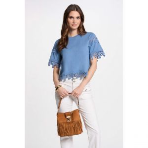 Morgan T-shirt manches courtes bleu gris femme - Taille L