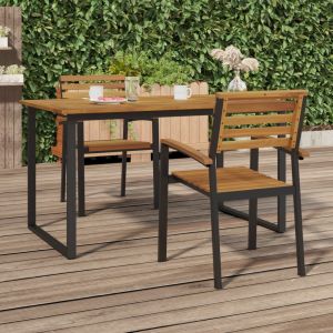 VidaXL Chaises de jardin empilables 2pcs bois massif d'acacia et métal