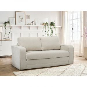 Bobochic Canapé convertible déplimousse come tissu texturé beige - 160x72x79 cm