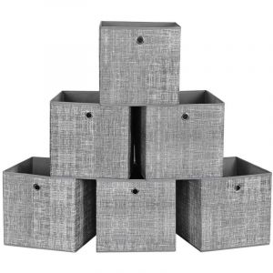 Helloshop26 - Bo&icirc;te de rangement lot de 6 panier en tissu non-tiss&eacute; coffret de rangement pour jouets gris chin&eacute;