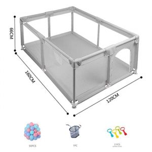 Parc Bébé 120 X 160 Cm - Magic Zc Parc Bébé Pliable Et Lavable Avec Ventouses En Dessous, Porte Zippée, 50 Balles Océan- Hngris