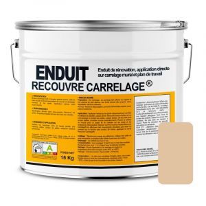 Enduit carrelage effet b&eacute;ton, salle de bain, cuisine, recouvre les joints, lisse et d&eacute;core, sans sous-couche, pr&ecirc;t &agrave; l'emploi E0C3A2 15 Kg