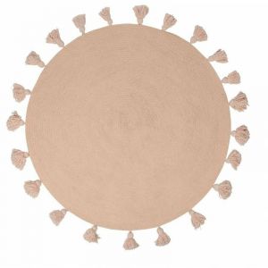 Ostaria Tapis rond pompons rose coton D90 Autres Rose