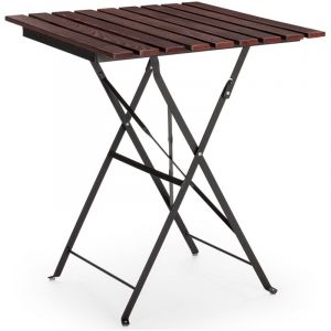 Table de jardin pliante Agata en bois et m&eacute;tal noir