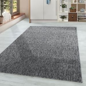 Homebyhome Tapis de Salon Moderne Uni Gris Chiné 200x290 cm - Boucles Courtes, Entretien Facile, Tapis Uni