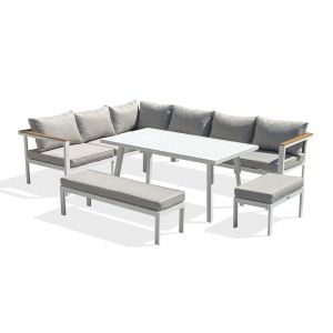 Remarquable Ensemble repas de jardin 9 places - Blanc