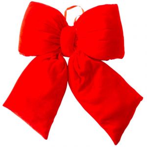 Wadiga Décoration de Noël grand noeud en velours rouge 55x13x60cm