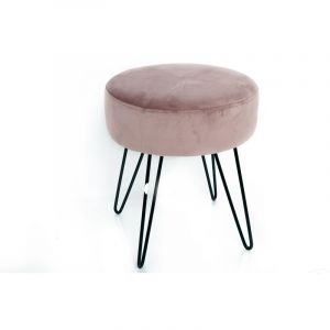 Heart of the Home Tabouret en velours Isio - Diam. 35 x H. 40 cm - Rose