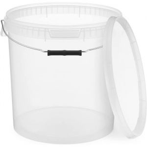 Seau avec Couvercle Plastique Alimentaire - BenBow - 1x 20L - Transparent - Herm&eacute;tique - Inodore - Vide - R&eacute;cipient de Stockage