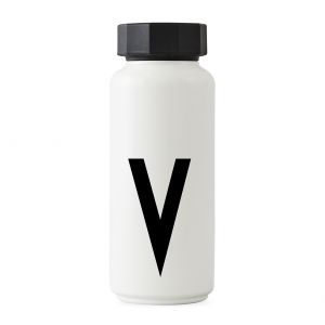 Image de Design Letters Bouteille isotherme Arne Jacobsen / 500 ml - Lettre V blanc en métal