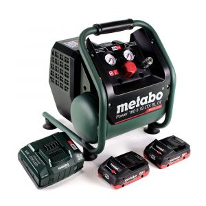Metabo Power 160-5 18 LTX BL OF compresseur sans fil 18 V 8,0 bars sans brosse + 2x batterie LiHD 4,0 Ah + chargeur + chargeur