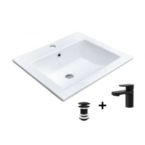 Vasque à encastrer rectangulaire LINA 50x43cm + robinet + bonde