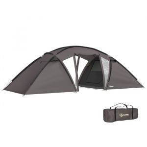 Outsunny Tente de camping - pour 4-6 personnes - imperméable 3000 mm - avec 2 portes sac de transport tapis de sol - noir