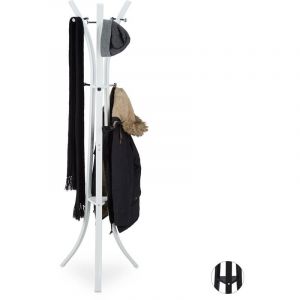 Relaxdays Porte-manteaux en métal sur pied support pour manteaux vestes entrée couloir 175 cm, blanc