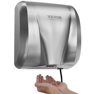 VEVOR Électrique 1300 W Sèche-Mains Automatique Commercial Robuste Acier Inoxydable, Gris, Normal