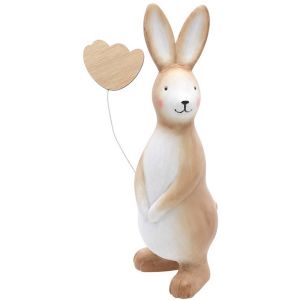 Ruedelafete Déco Lapin de Pâques debout en résine avec coeur, 20 cm