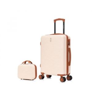 Celims France FRANCE - Valise Cabine 55x35x25 Easyjet avec Vanity Week-End | Valise Cabine 55cm | Valise ABS | Crème