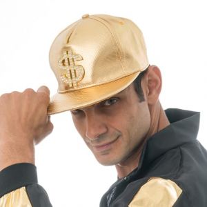 Ruedelafete Chaks - Dollar Basecap pour adultes, casquette scintillante de rappeur des années 90 pour carnaval, festival, fête à thème