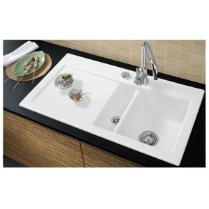 Image de Villeroy & Boch Villeroy et Boch - Evier en céramique 1 cuve 1/2 Subway, Ebony CeramicPlus, 100 x 51, egouttoir a droite, sans systeme de vidage, 35 x 36, 35 x 12,5