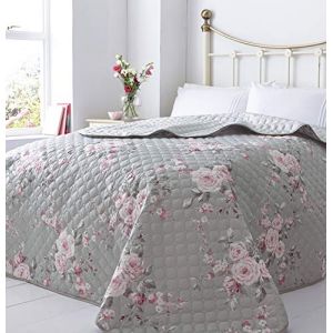 Catherine Lansfield Canterbury Couvre-lit, gris, 240 x 260 cm - BD/28239/W/24026/GY