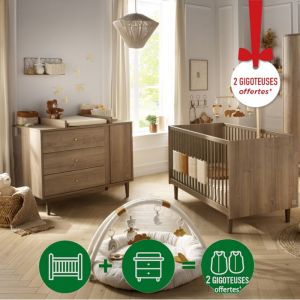 Sauthon Chambre bébé, Lit évolutif et Commode à langer