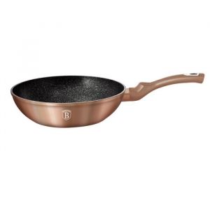 Image de Wok 28cm Cuivre Metal, Revêtement Marbre- Aluminium Turbo Induction