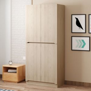 Armoire 70 x 40 x 170 cm - Avec 4 portes - Avec compartiments de rangement - Naturel