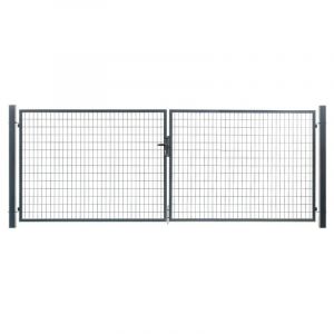 Portail grillagé acier galvanisé 4m Gris anthracite H 1m50